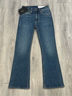 Rag & Bone The Peyton Willow Flexi Blue Denim Mid-Rise Ankle Bootcut Jeans